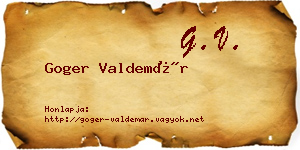 Goger Valdemár névjegykártya